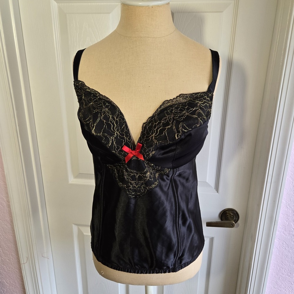 Cacique Black And Red Bustier Corset Size Women's Size 14/16 Curvy Lingerie New
